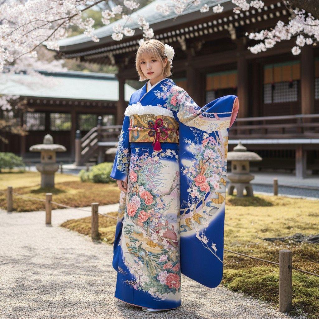 SALE中！振袖フルセット(7点)成人式・高級古典柄・金彩加工・高級手縫い