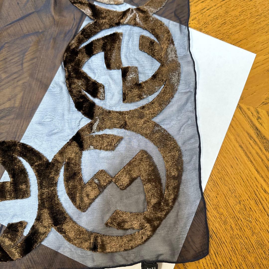 GUCCI ネイビー ストール ロゴ入り