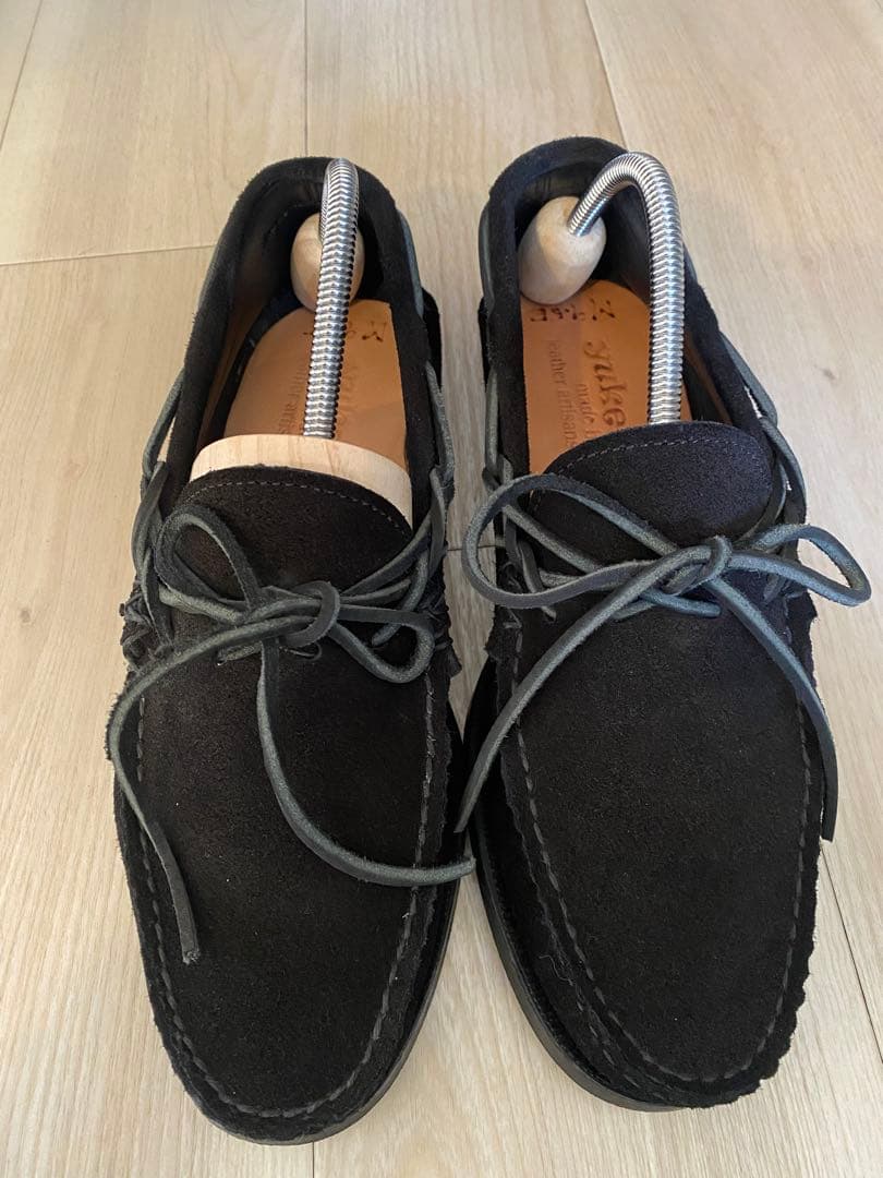 T*u様 yuketen ブラックスエード モカシンデッキシューズ　US9.5
