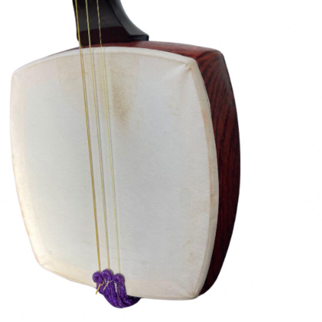 【皮良好】三味線 細棹 紫檀系 約94.5cm ケースなし 和楽器／現状品