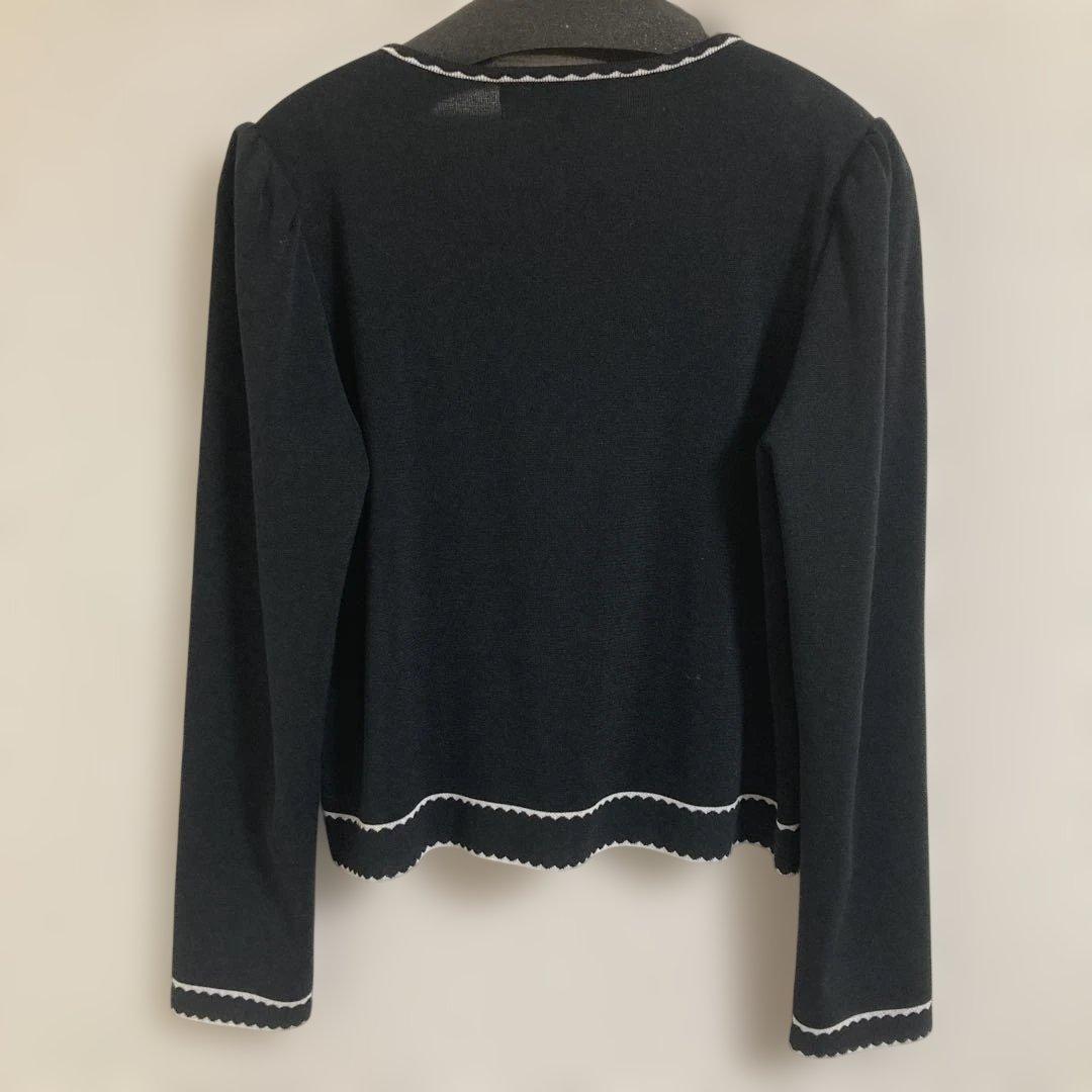 M'S GRACY お花 リボン ダブルジップ ニット カーディガン 黒 40