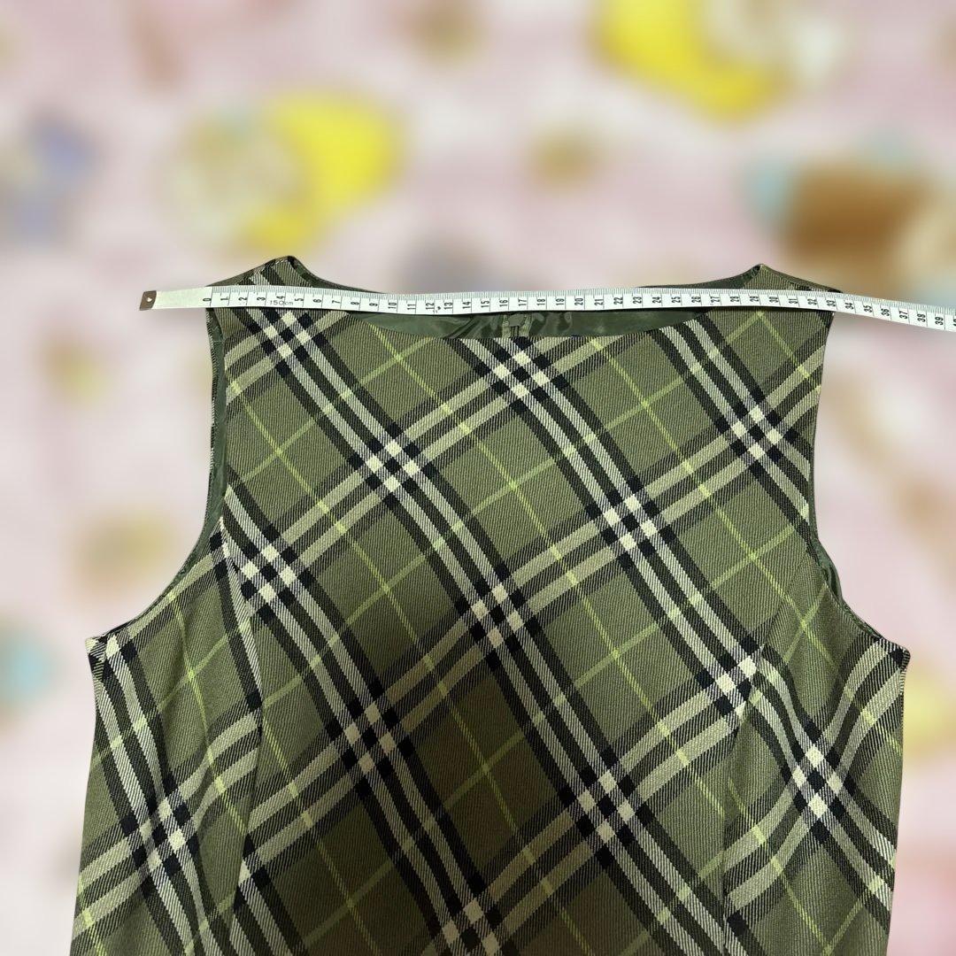 BURBERRYオリーブグリーン チェック柄 ノースリーブ ワンピース