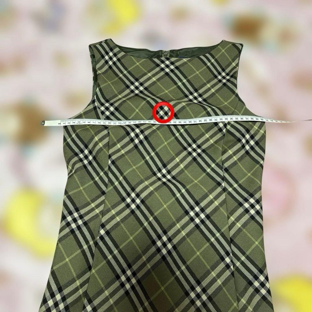 BURBERRYオリーブグリーン チェック柄 ノースリーブ ワンピース