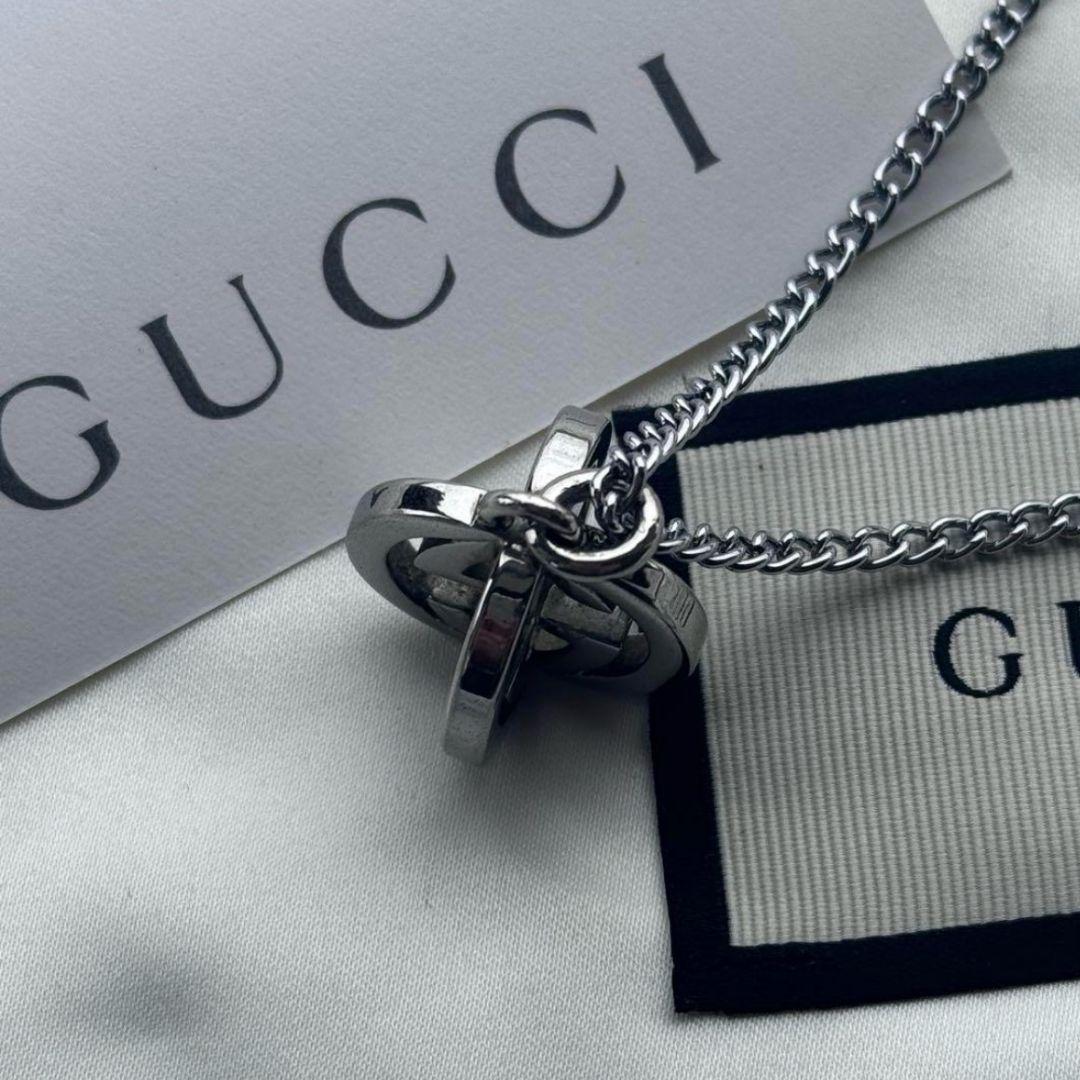 【極美品】GUCCI グッチ 立体 チャーム&ネックレス シルバー GG