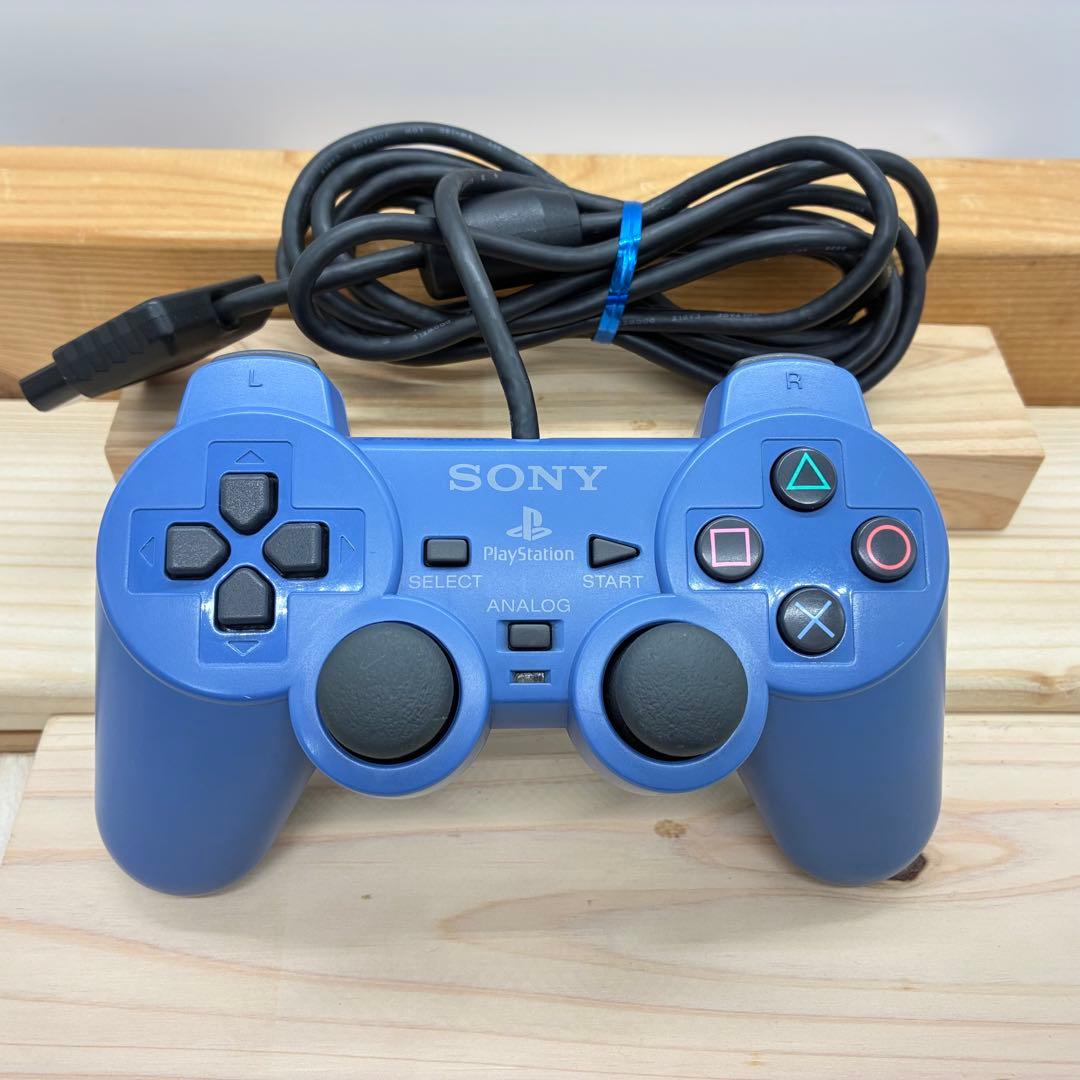 純正品 希少色 プレイステーション２ コントローラ ブルー