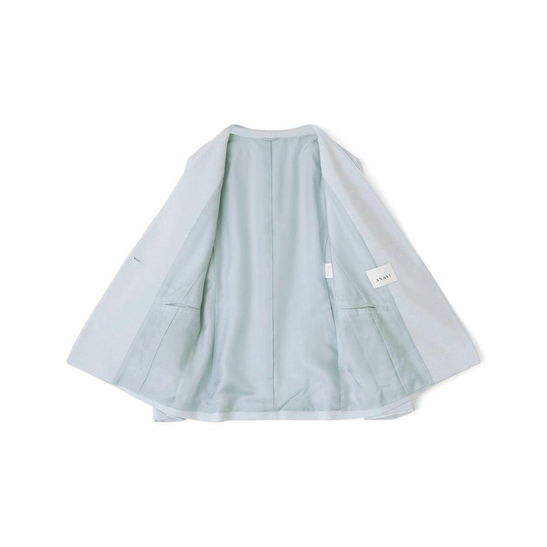 [美品]ANAYI トリアセジョーゼットノーカラージャケット