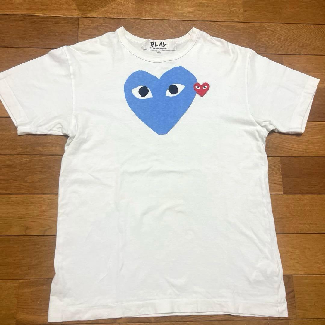 m*i様 【美品】プレイコムデギャルソン　青　ハートロゴ　Tシャツ　サイズL