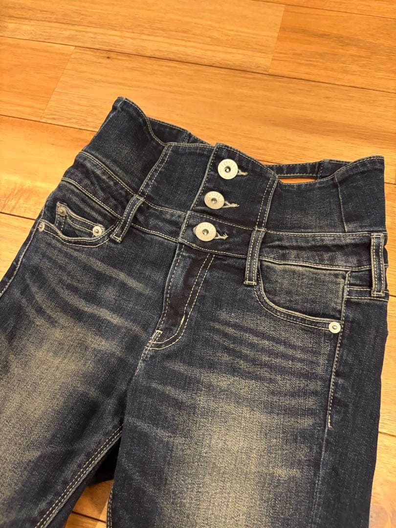GYDA ハイウエストクロススキニーデニムパンツ Sサイズ ダークブルー