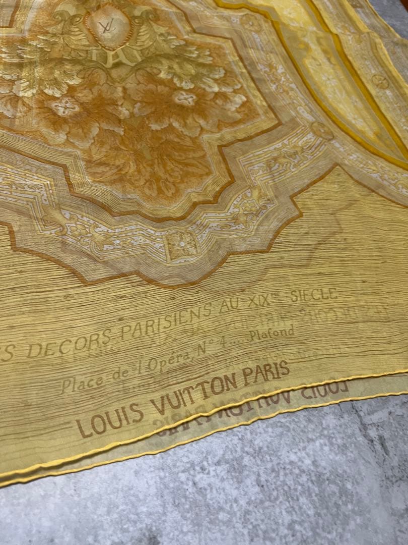 LOUIS VUITTON スカーフ ヴィトン イエローシルク ストール 透
