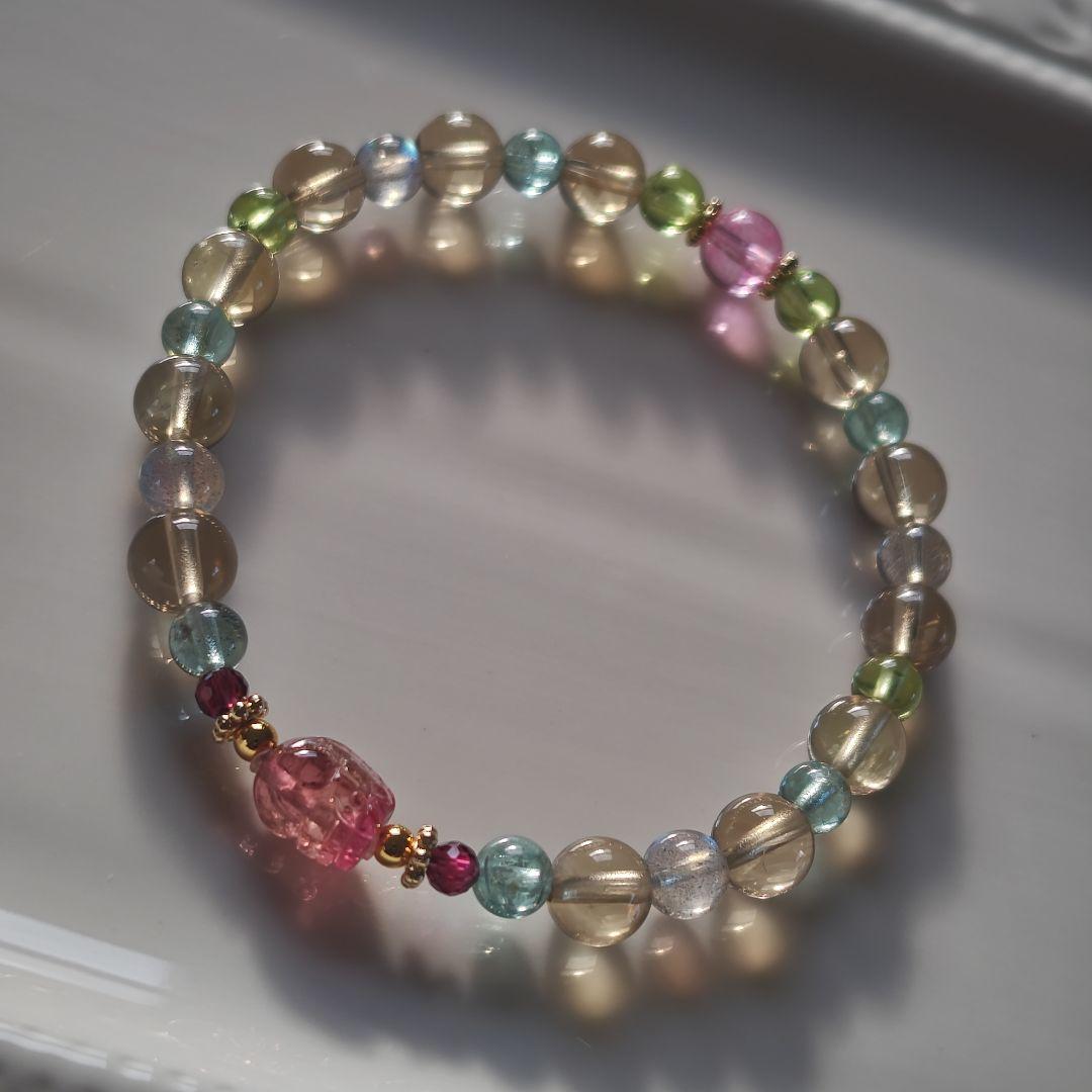 新作♡ピンクトルマリン貔貅の華奢ブレス