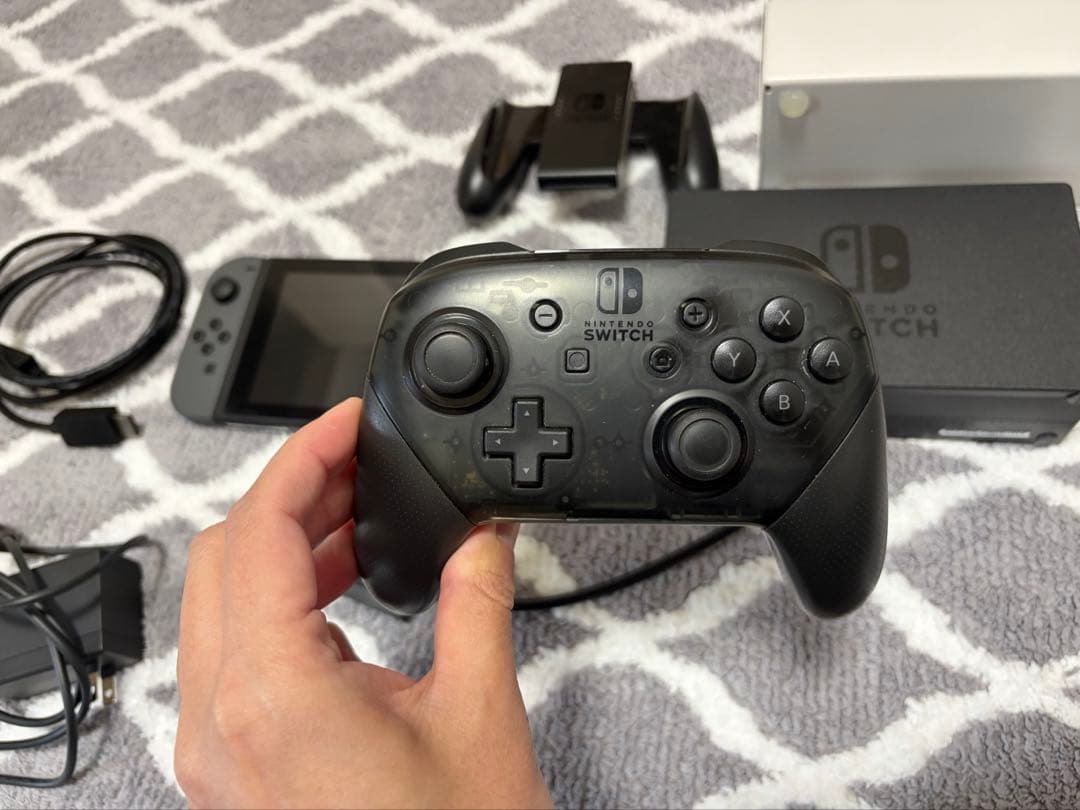 Nintendo Switch グレー LANアダプター、純正プロコン付き
