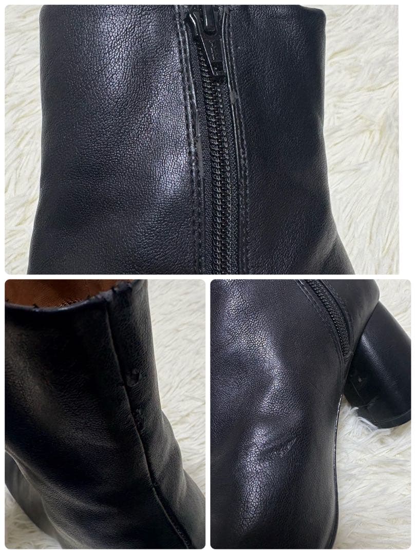 todayful Square Short Boots 37 ブーツ 黒　レザー