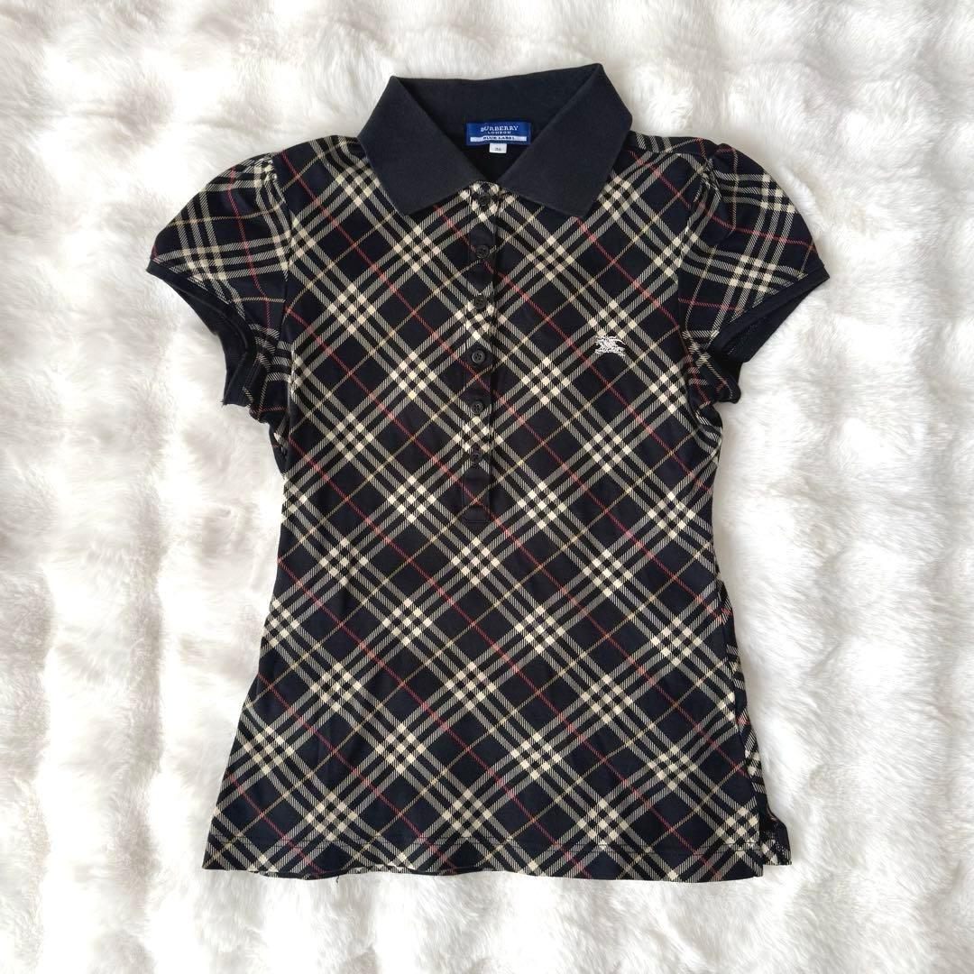 美品　バーバリーブルーレーベル ノバチェック ポロシャツ カットソー M