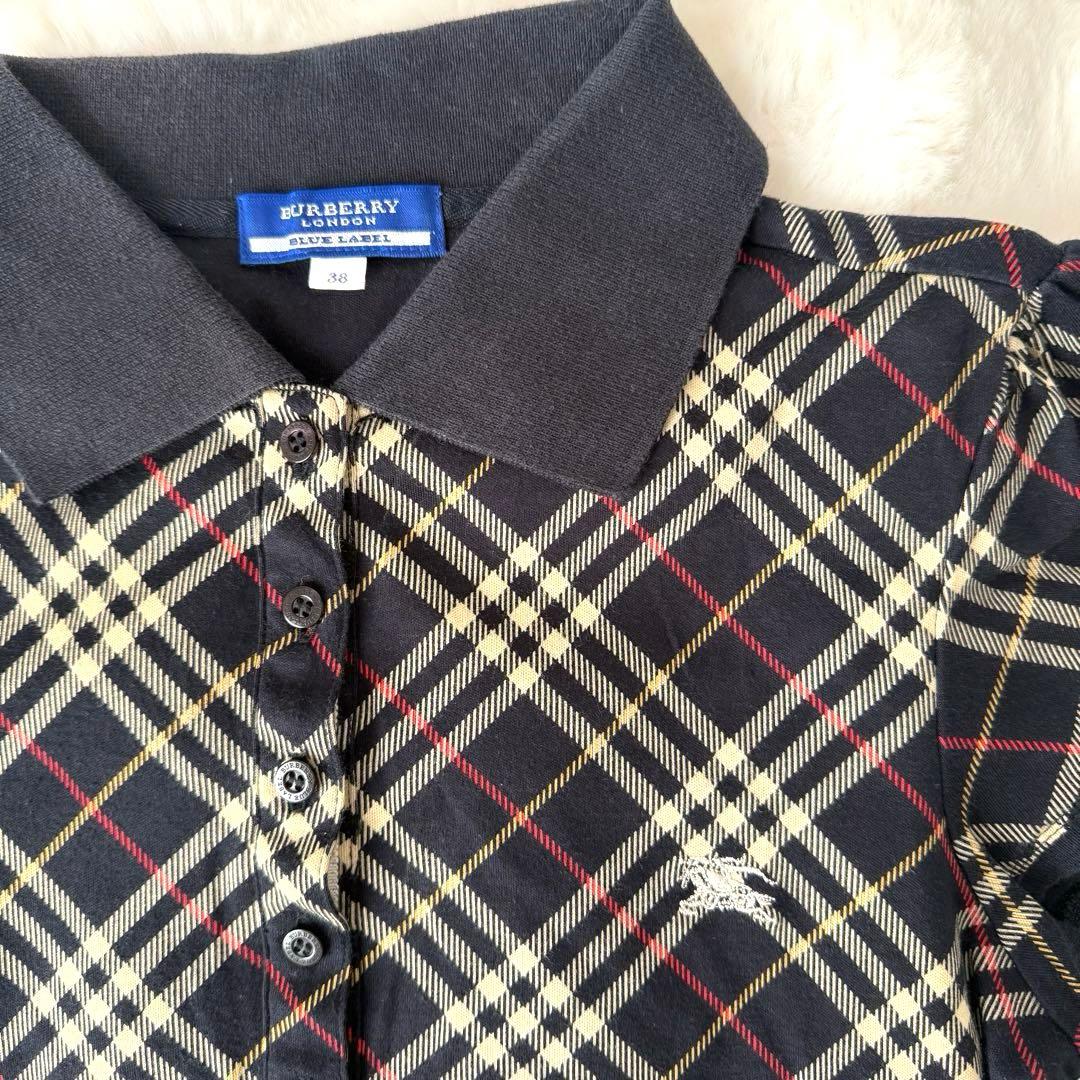美品　バーバリーブルーレーベル ノバチェック ポロシャツ カットソー M