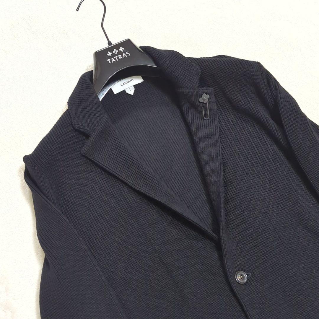 LARDINI 現行 ブートニエール ニット テーラードジャケット ブラック