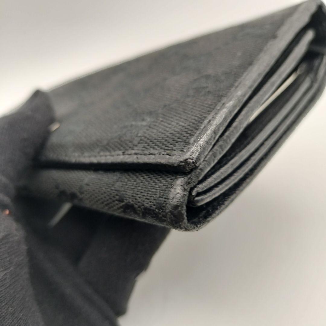 ◎グッチ　長財布　財布　ウォレット　GGキャンバス　がま口　ブラック