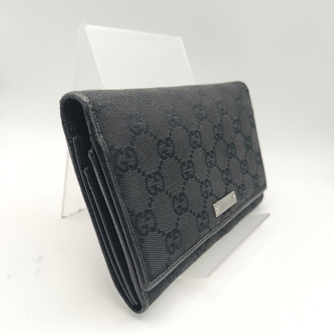 ◎グッチ　長財布　財布　ウォレット　GGキャンバス　がま口　ブラック