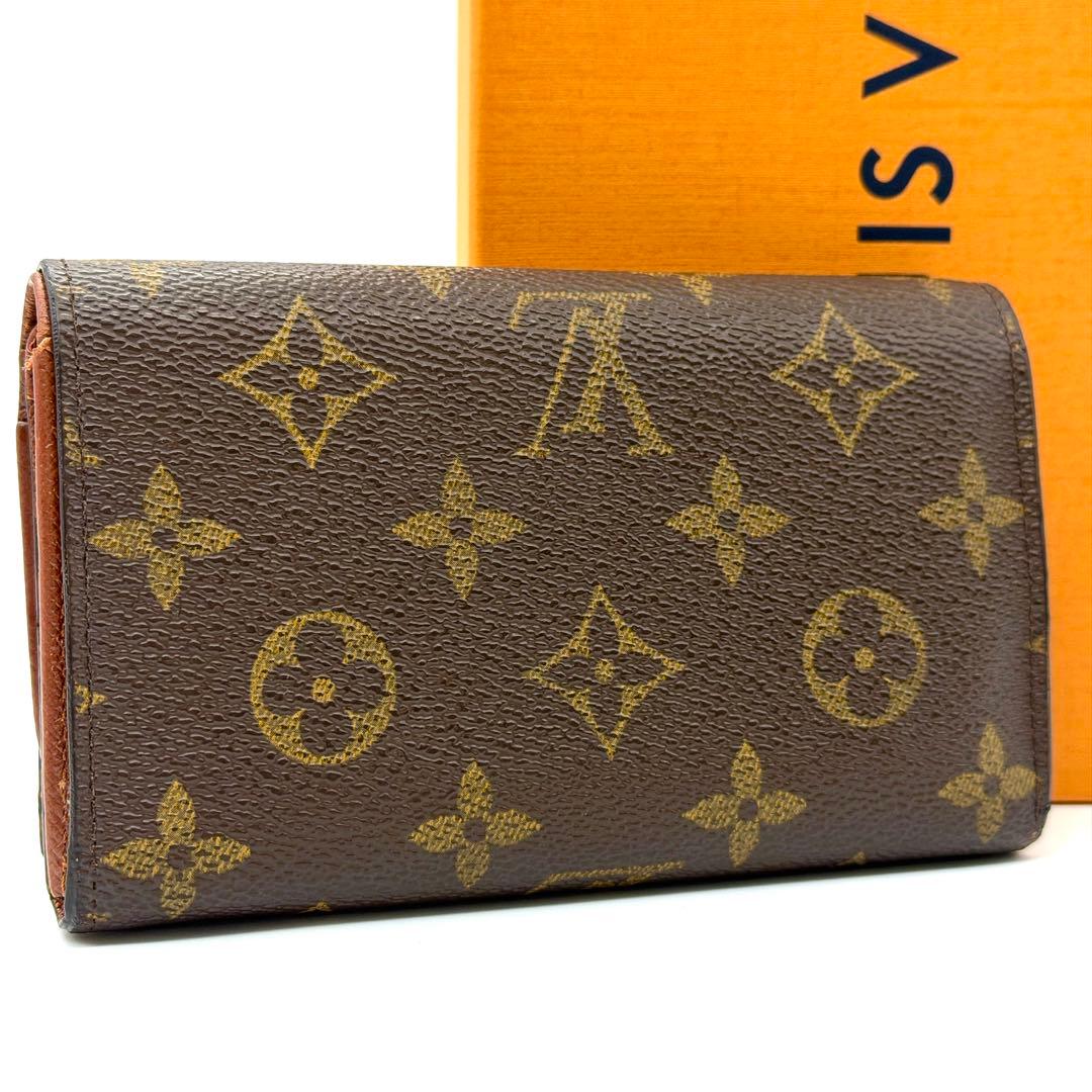 【美品】ルイヴィトン モノグラム ポルトモネ ビエ トレゾール L字 財布 茶色