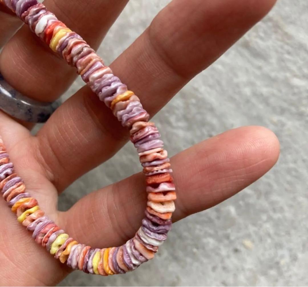 スパイニーオイスターシェルのネックレス　ヒシ サーファー 太め45cm