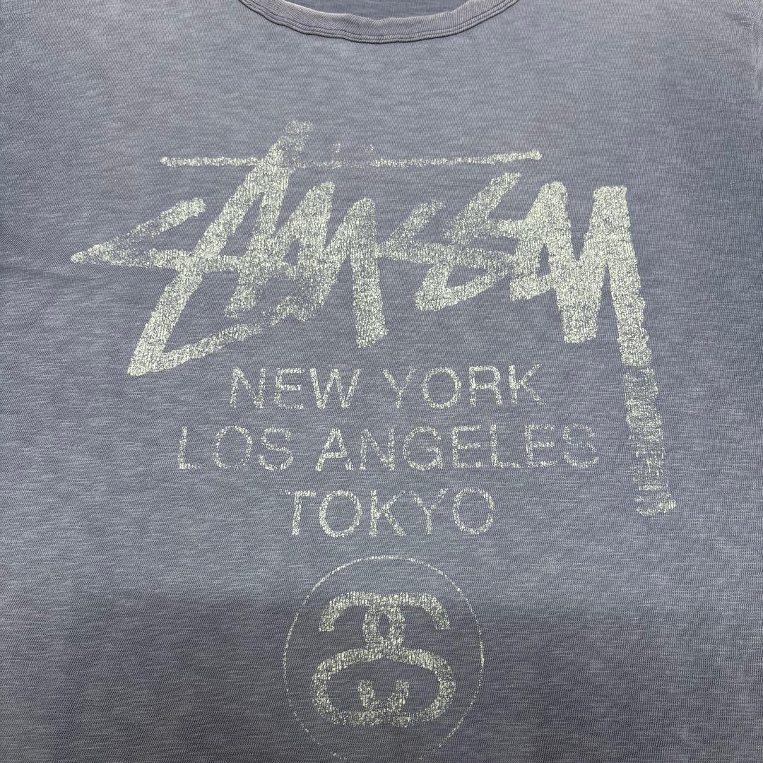 90s stussy champion tシャツ シングルステッチ 茄子紺