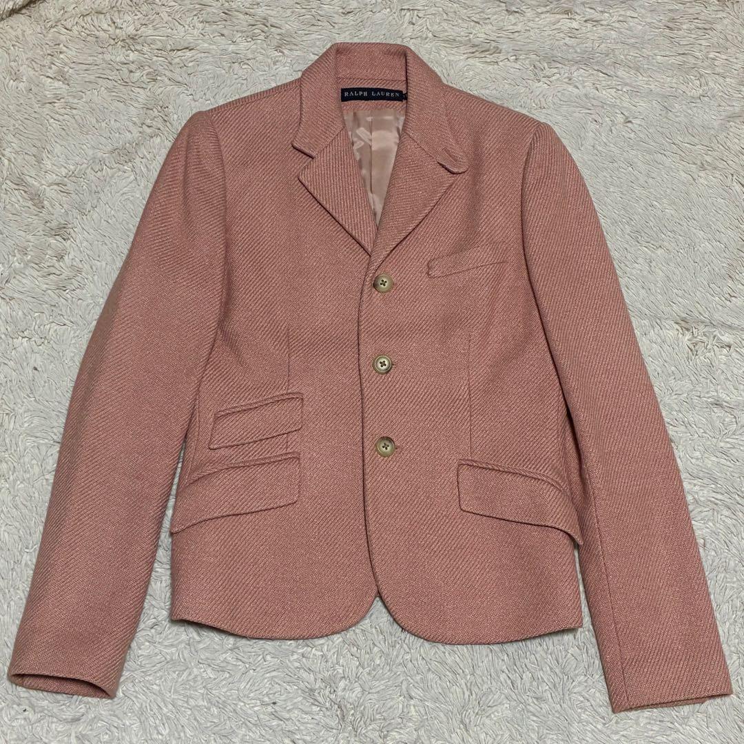 Ralph Lauren 11 L 絹 シルク ピンク ツイード ジャケット
