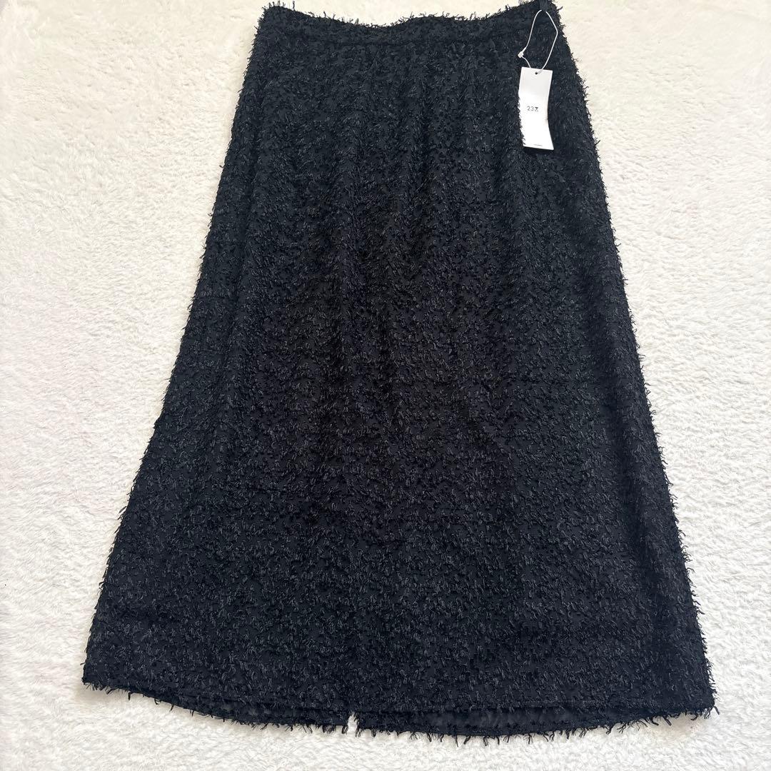 【新品】23区L 洗える ヘアリーカットジャカード スカート フリンジ 大きめ