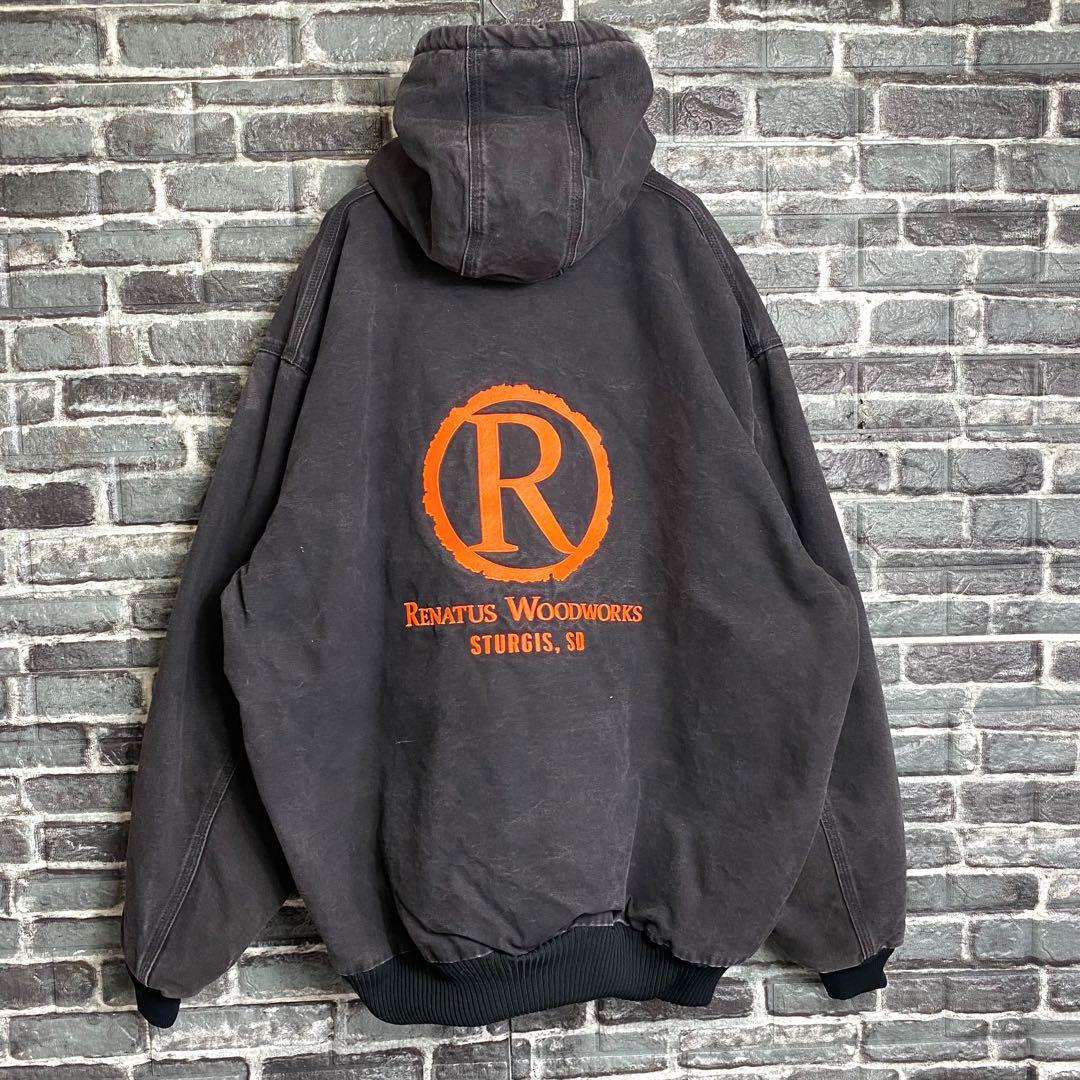 カーハート アクティブジャケット 古着 刺繍ロゴ ビッグシルエット ブラック