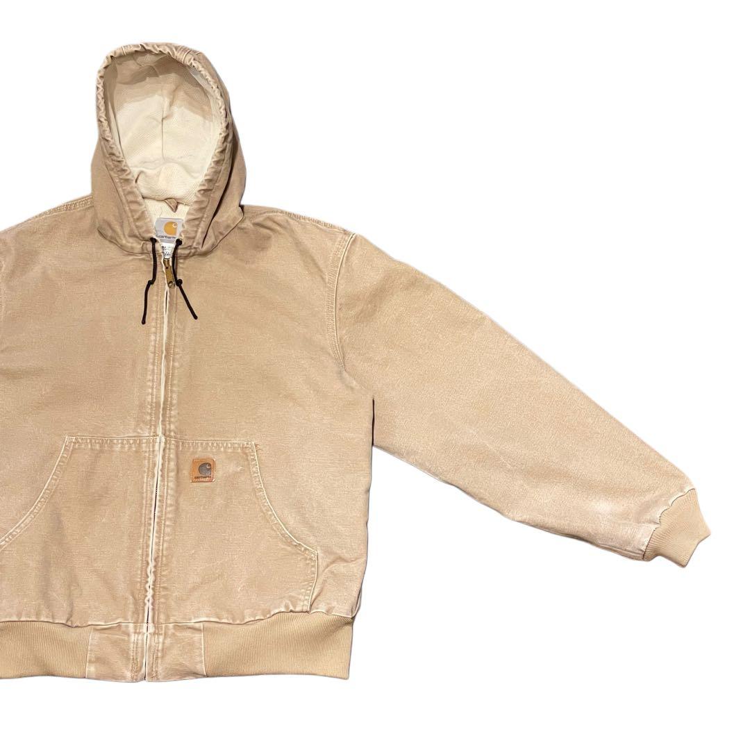 【L】Carhartt アクティブ ジャケット パーカー ベージュ 裏サーマル