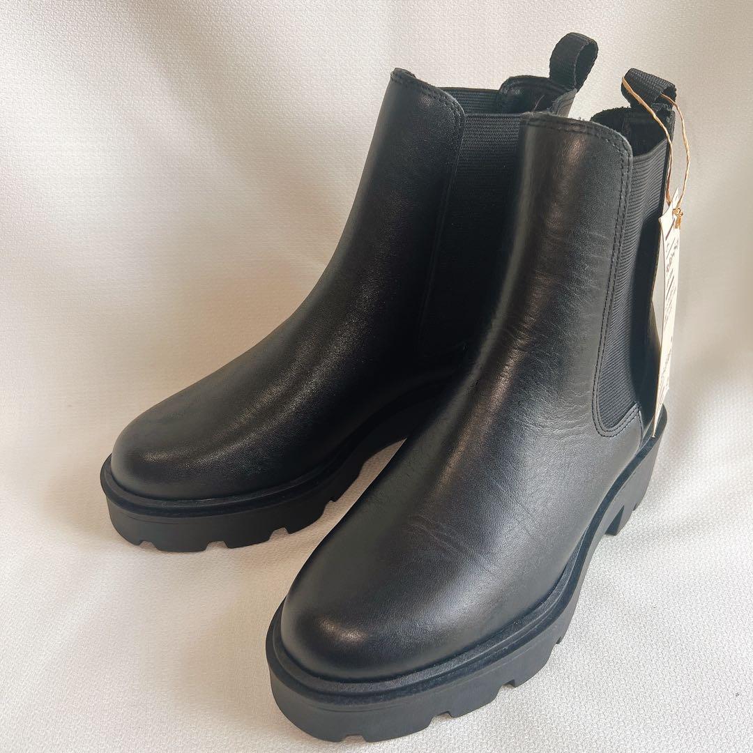 無印良品 レザーチェルシーブーツ Sサイズ(22.5〜23cm) ブラック