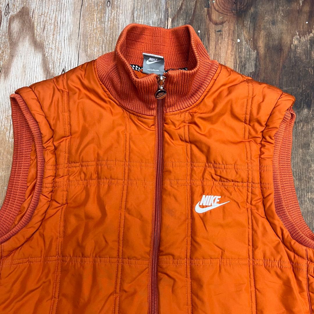 00s NIKE キルティング ベスト ハイネック オレンジ Y2K 中綿