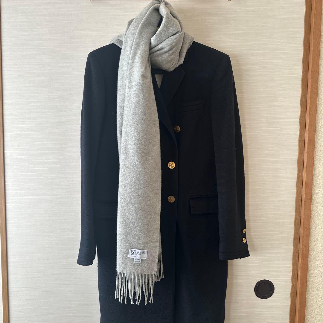 極美品★JOHNSTONS OF ELGIN シルバーグレー 大判ストール