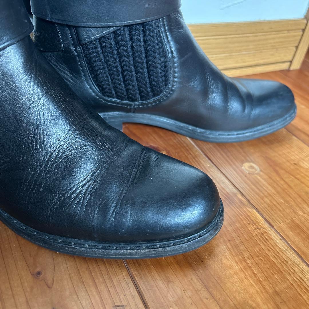 GUCCI★ニット ブーツ レザー 切り替え ブラック 23.5
