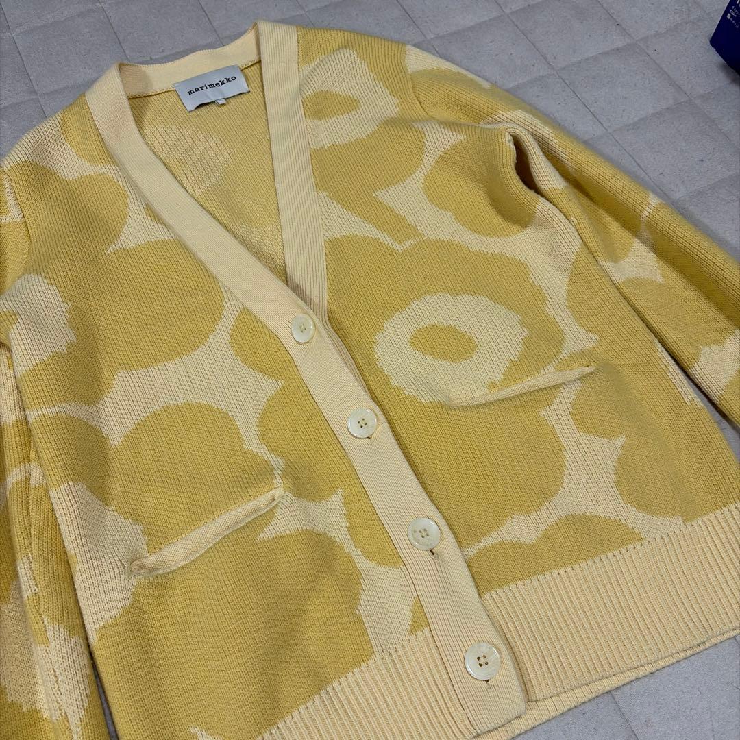 専用　marimekko ウニッコ柄 コットンウールカーディガン イエロー
