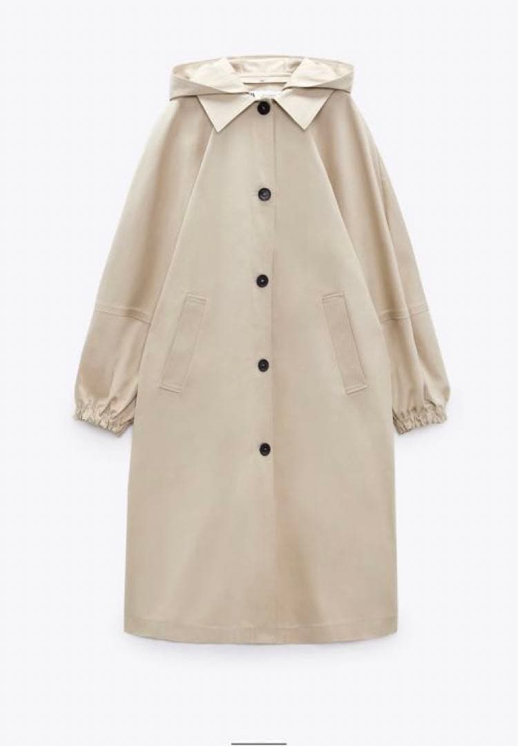 ZARA フード付き オーバーサイズ トレンチコート バルーンスリーブ 新品