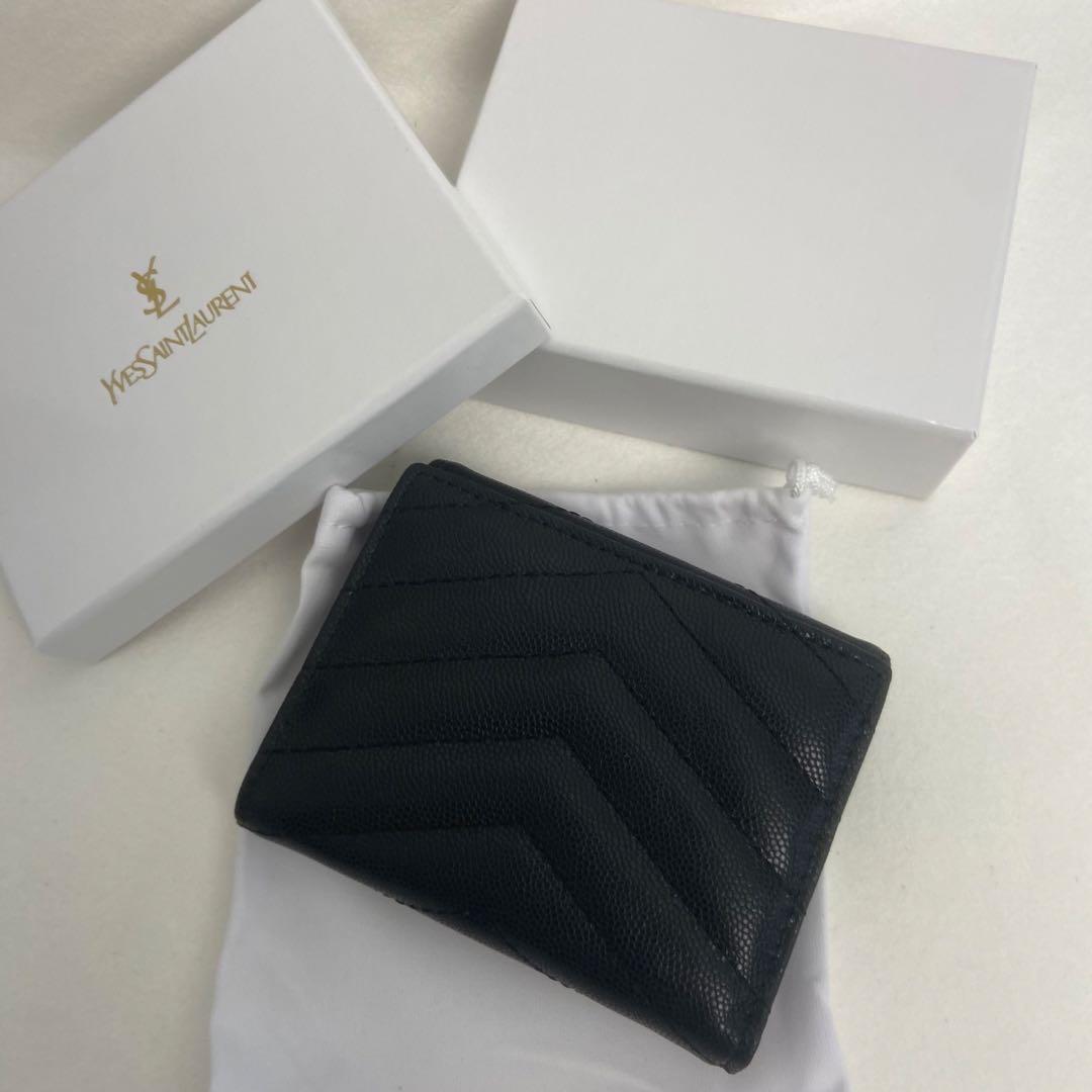 SAINT LAURENT キルティング 三つ折り財布 レザー 中古品