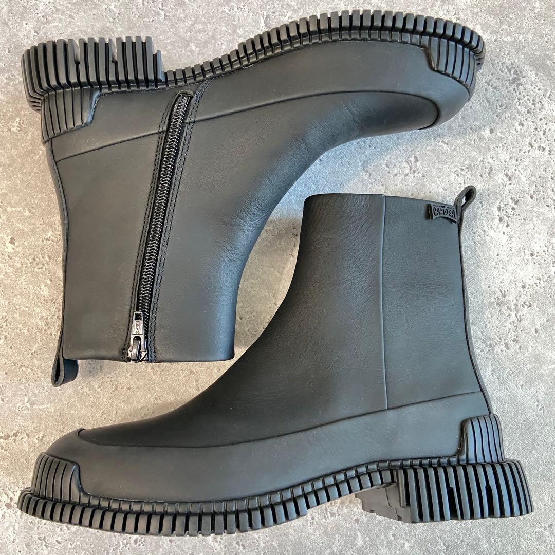 【極美品】CAMPER カンペール レザーショートブーツ 23 黒 サイドジップ