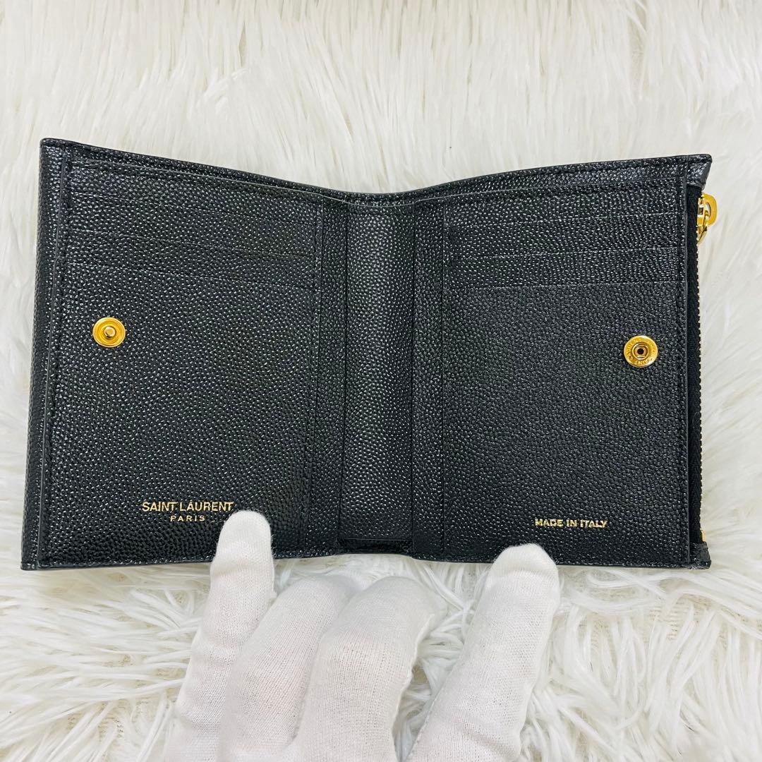 極美✨サンローラン 二つ折り財布 コンパクトウォレット アップタウン ブラック
