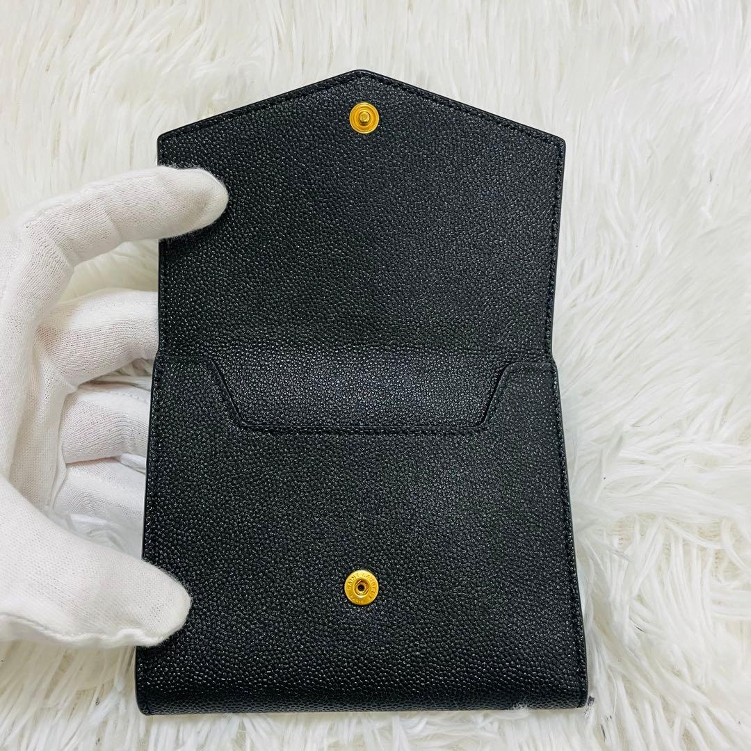 極美✨サンローラン 二つ折り財布 コンパクトウォレット アップタウン ブラック