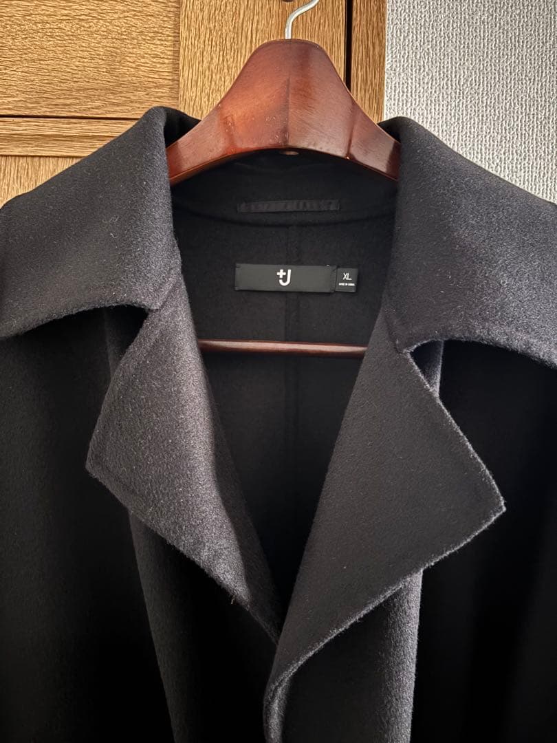 ユニクロ＋J カシミヤブレンドラップ　ロングコート　XL ジルサンダー ブラック