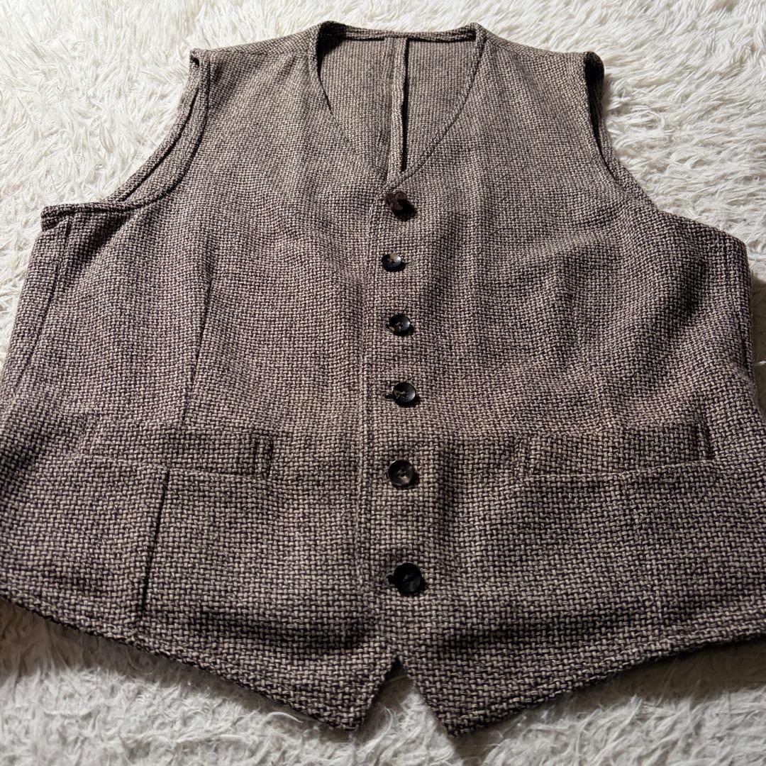 極美品■LARDINI ベスト　ブートニエール　三者混　ブラウン系　48