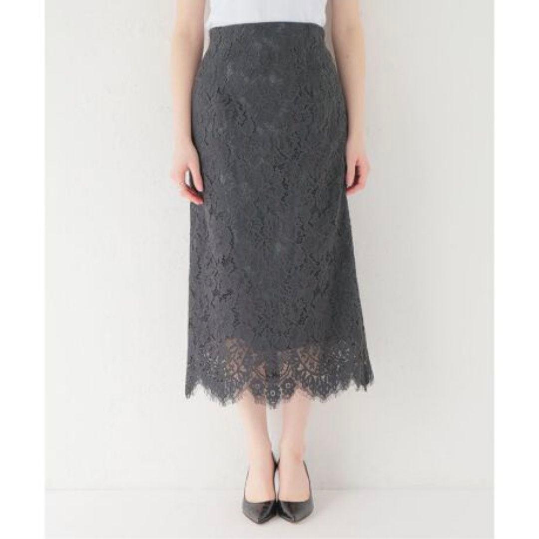 【美品】LaTotalite　コードレースタイトスカート　グレー