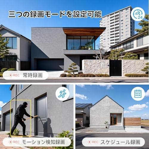 防犯カメラ 4台セット360°回転 タッチパネル防水スマホ連動 800万画素