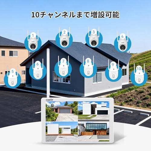防犯カメラ 4台セット360°回転 タッチパネル防水スマホ連動 800万画素