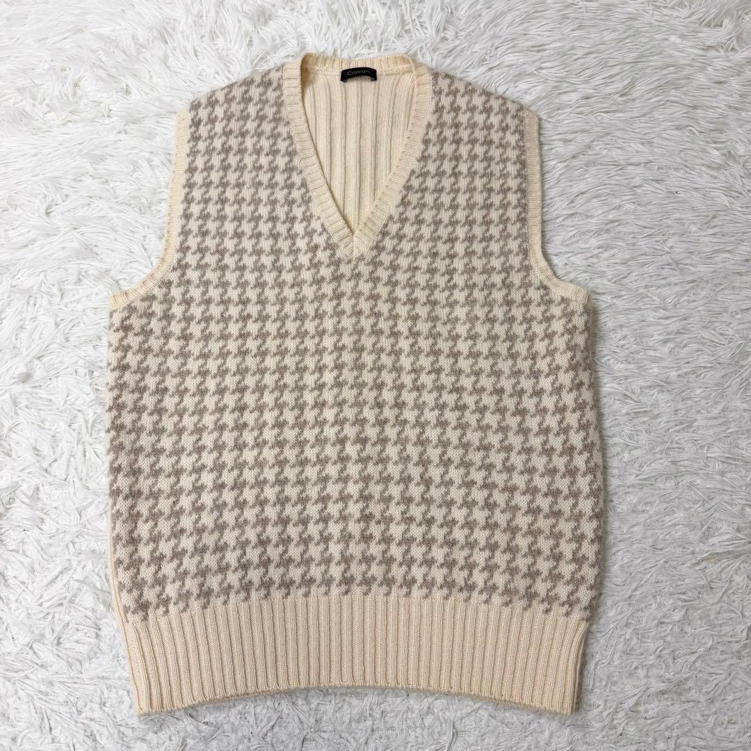 【高級】Cruciani クルチアーニ カシミヤ100% ニットベスト 千鳥格子