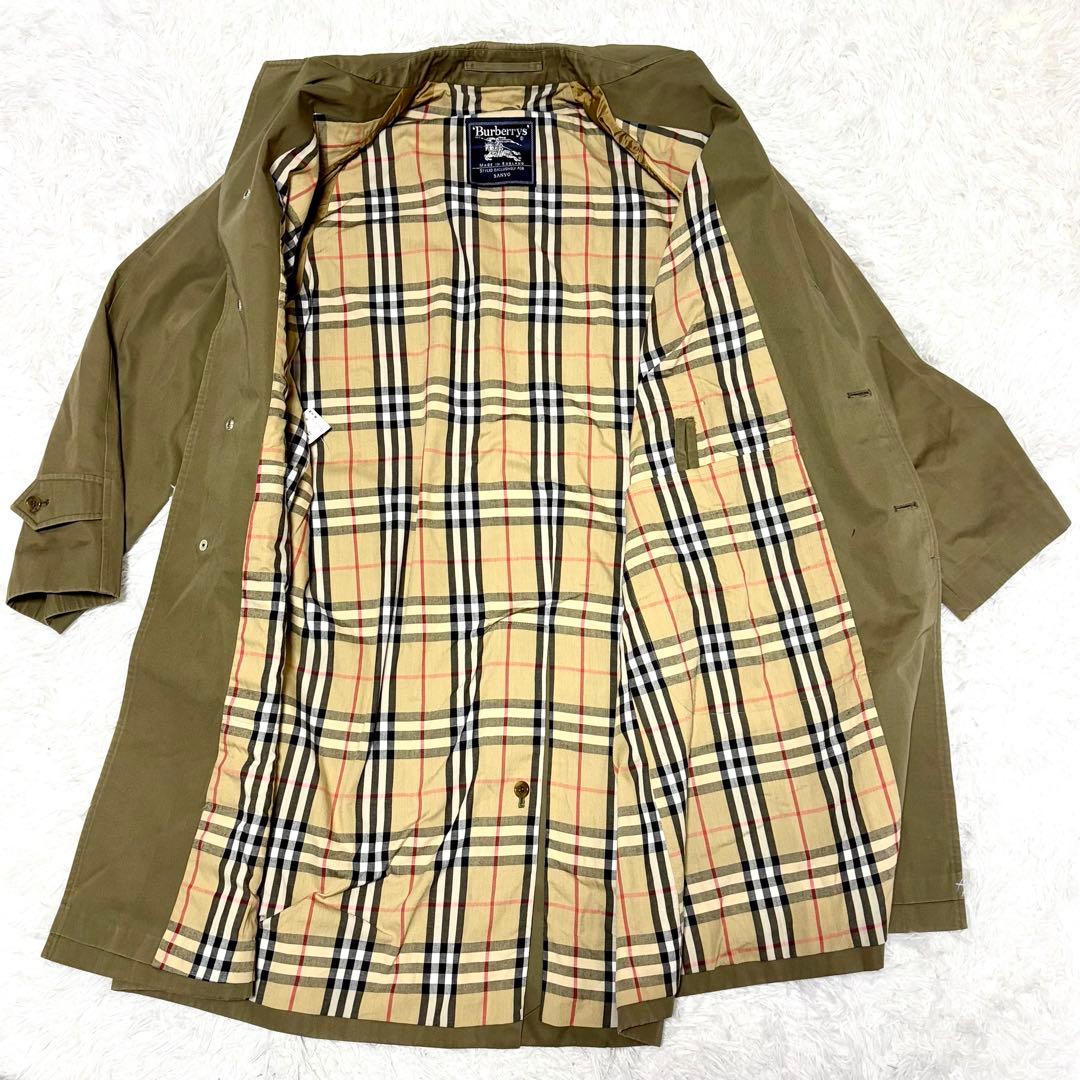 【極美品】バーバリープローサム　ステンカラーコート　カーキ　ノバチェック　XL