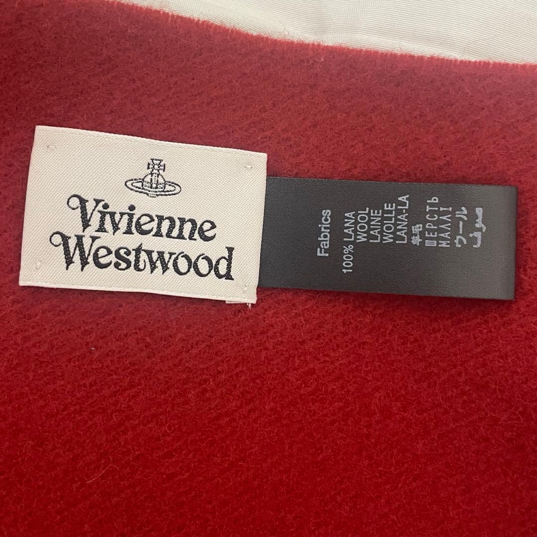 Vivienne Westwood 赤 ウールマフラー オーブロゴ