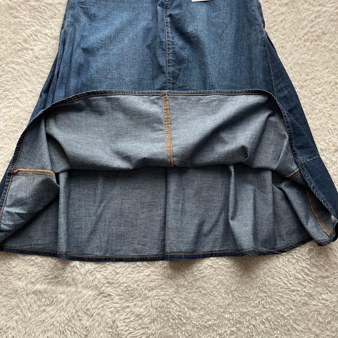 タグ付き【組曲DENIM】サイドプリーツ　ロングデニムスカート　サイズ3