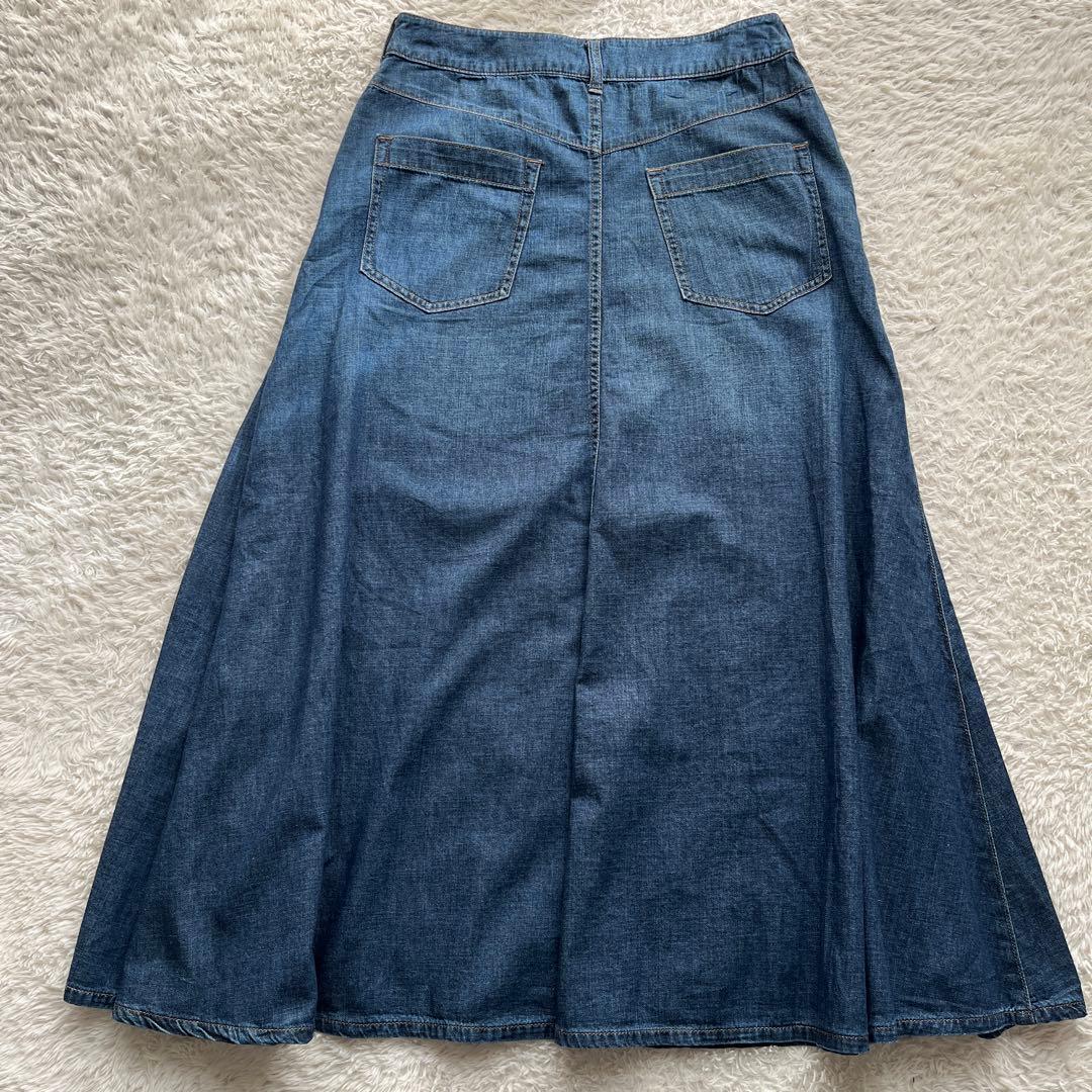 タグ付き【組曲DENIM】サイドプリーツ　ロングデニムスカート　サイズ3