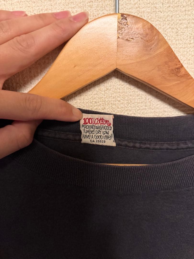 90年代　白タグ　Stussy シャドーマン　ブラックロンT