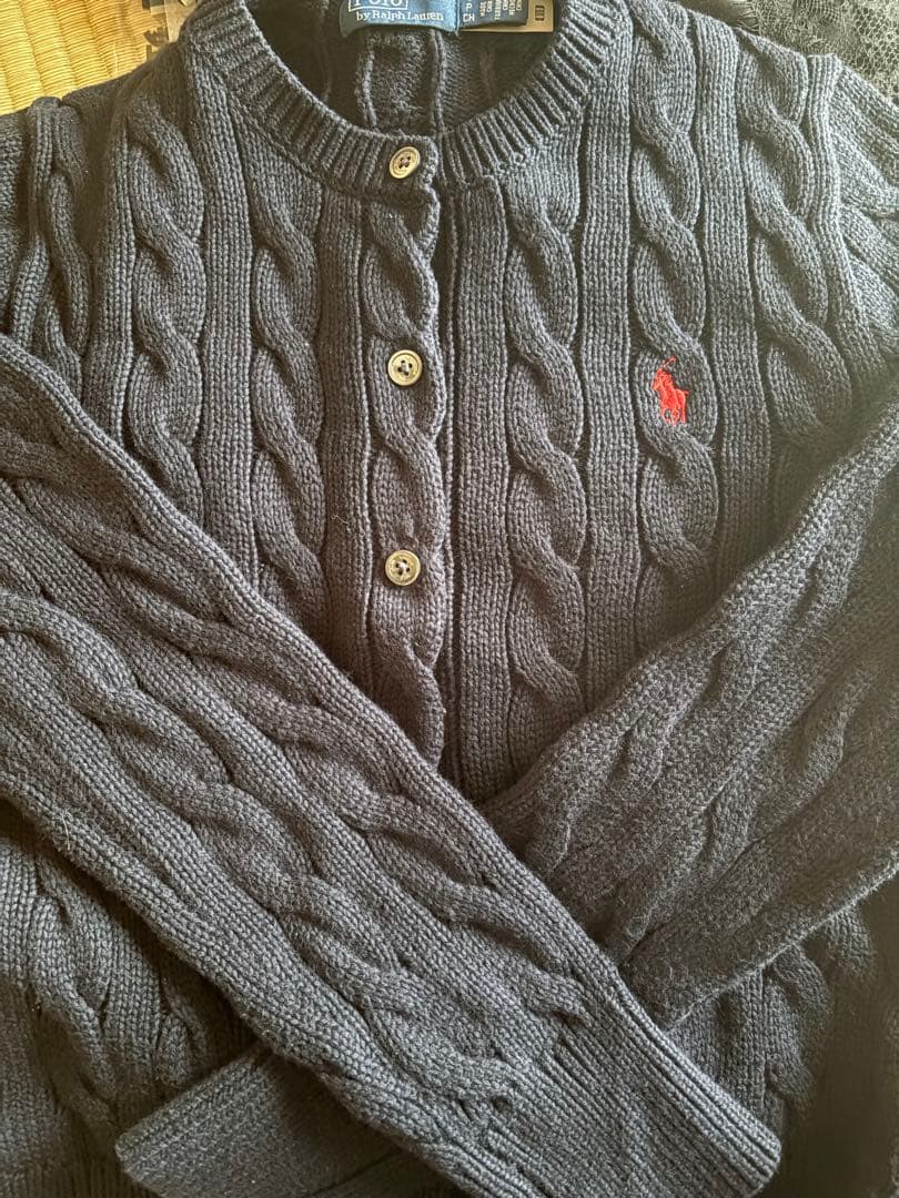 Polo Ralph Lauren ネイビー コットンクルーネックカーディガン